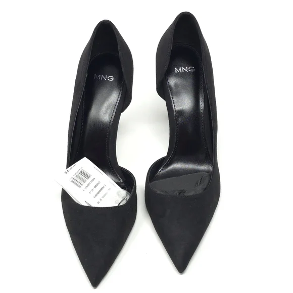 Mango Audrey Black Suede Pointed Toe Stiletto Pumps Size EU 37 / US 9.5M - Picture 8 of 11
